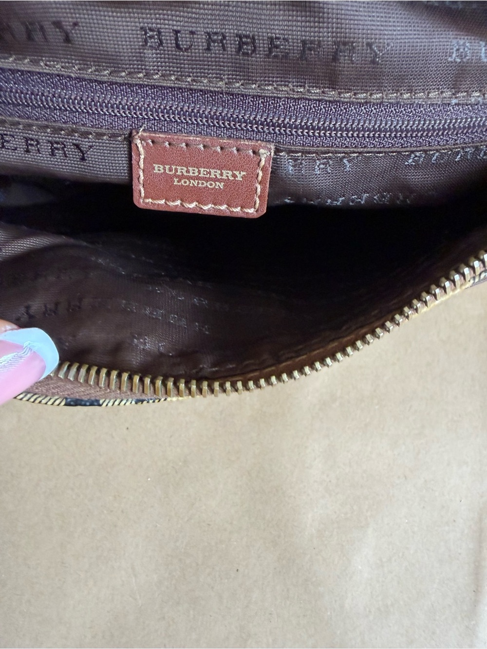 Burberry Beige/Brown Front Pocket Shoulder Bag - Picture 13 of 14